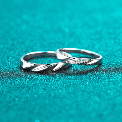 Simple Band Moissanite Promise Ring for Couple Liv